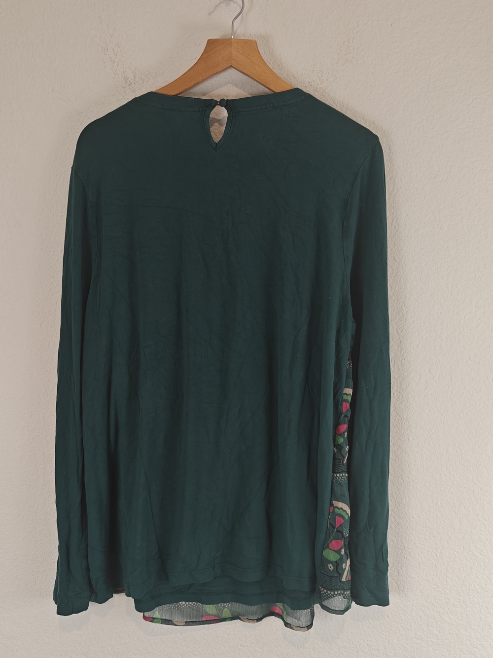 Boden Matilda Mixed Media Floral Chiffon Top Green Pink Pleated Long Sleeve 14 - Picture 7 of 10